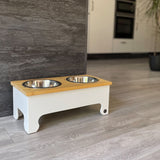 Large Pine Top Raised Dog Bowl Feeding Stand