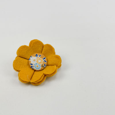 Cat Collar Flower Accessory in Yellow with Liberty Fabric Button