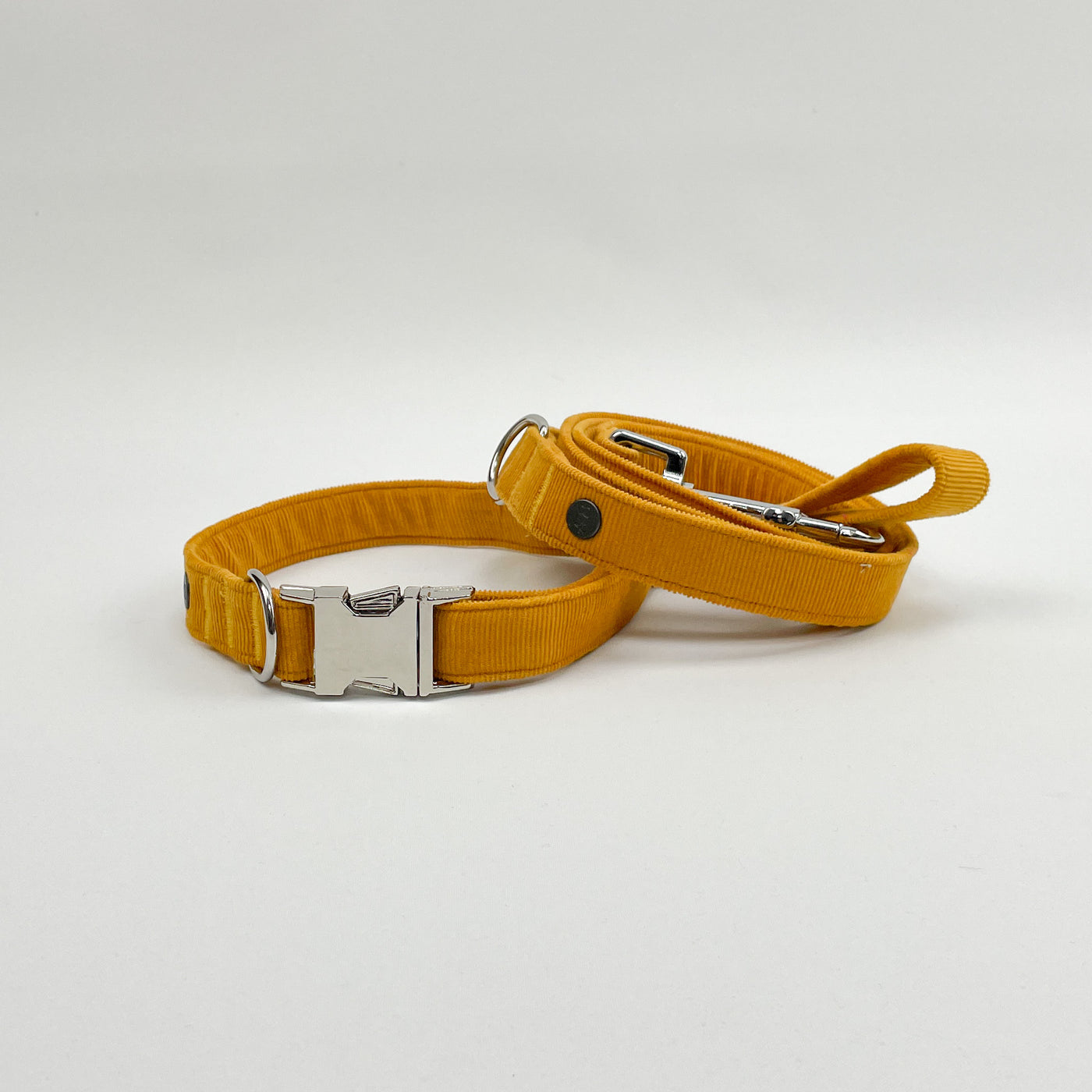 Mustard Yellow Corduroy Collar | Lead | Bow | Poop Bag Set