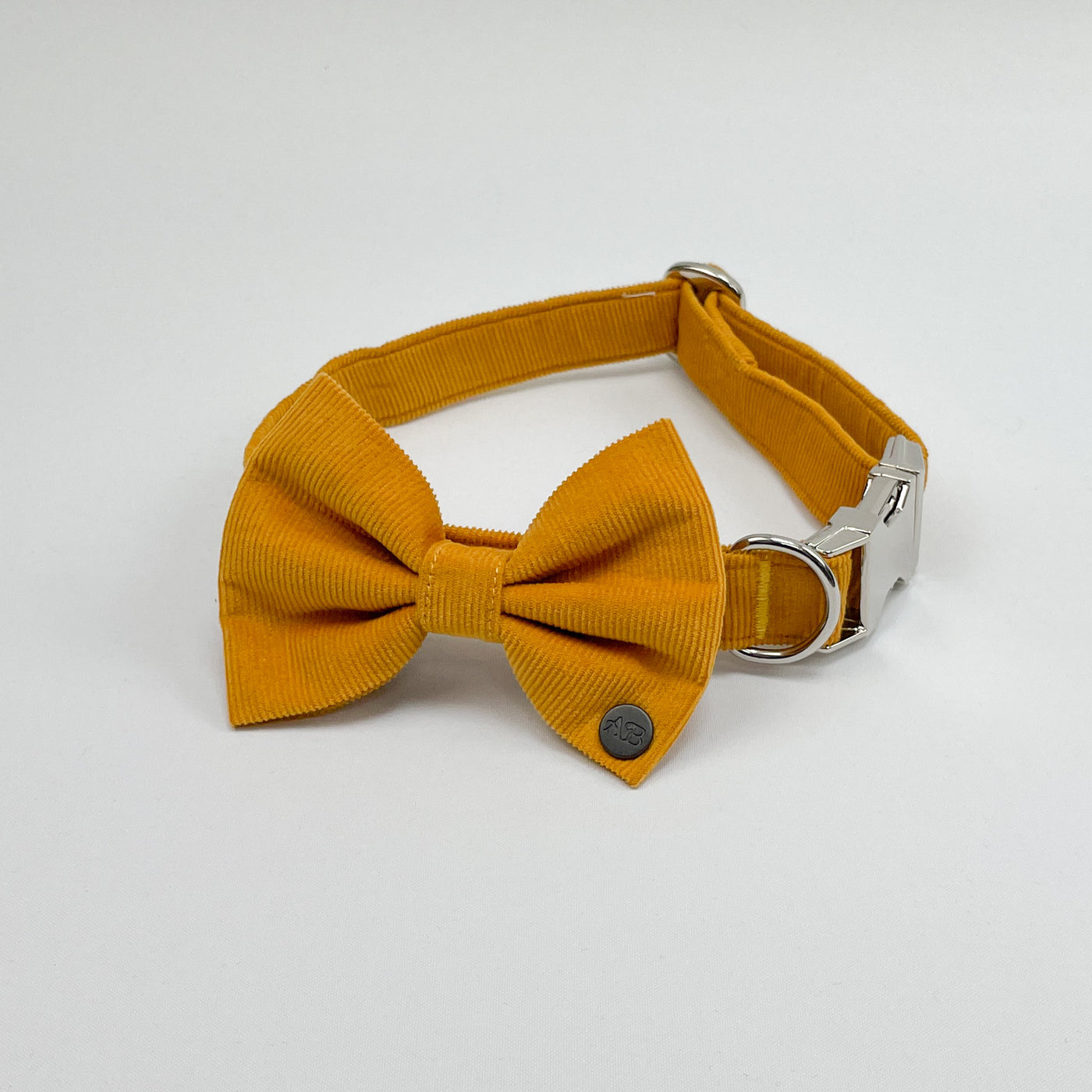 Mustard Yellow Corduroy Collar | Lead | Bow | Poop Bag Set