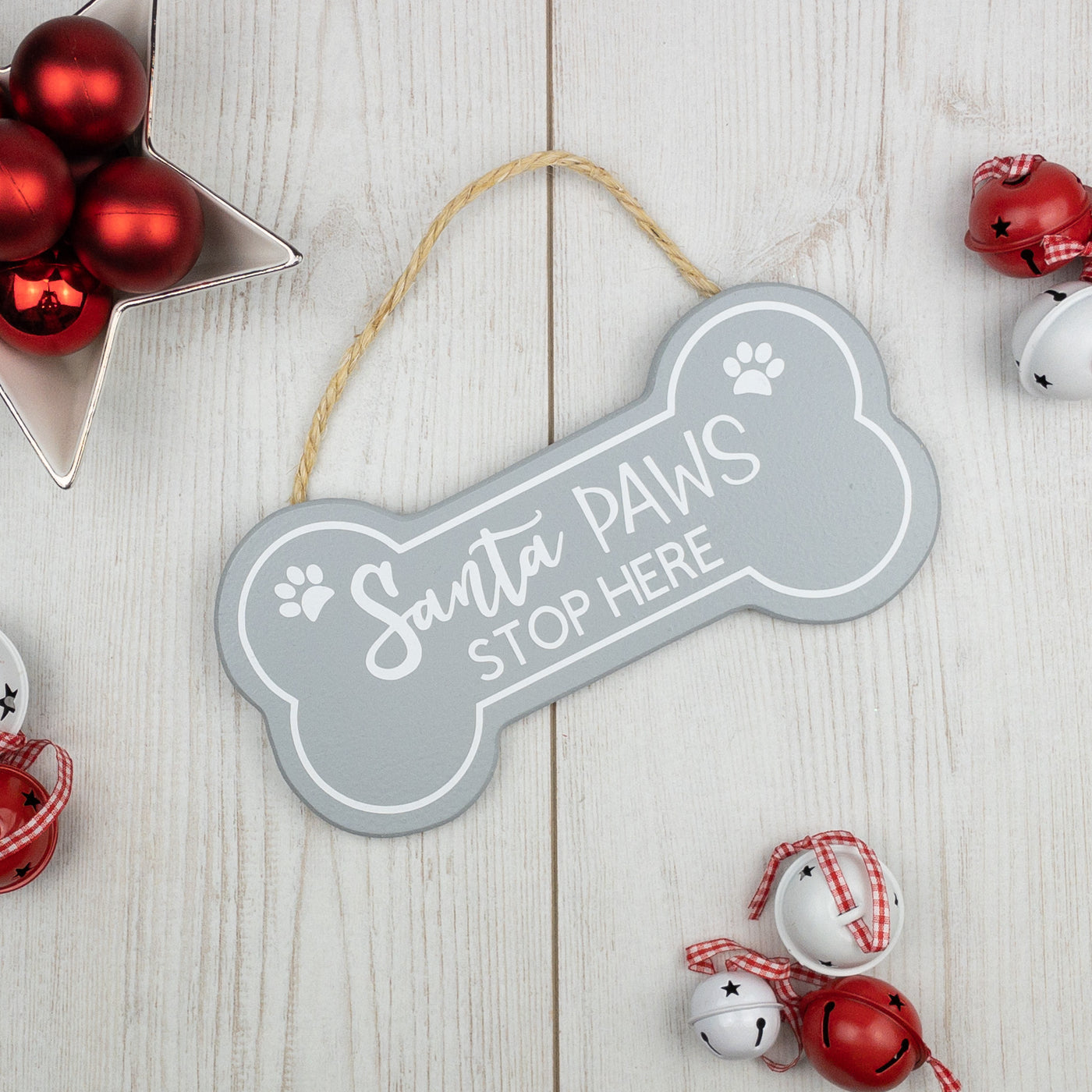 Santa Paws Stop Here Wooden Sign