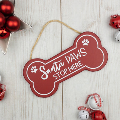 Santa Paws Stop Here Wooden Sign