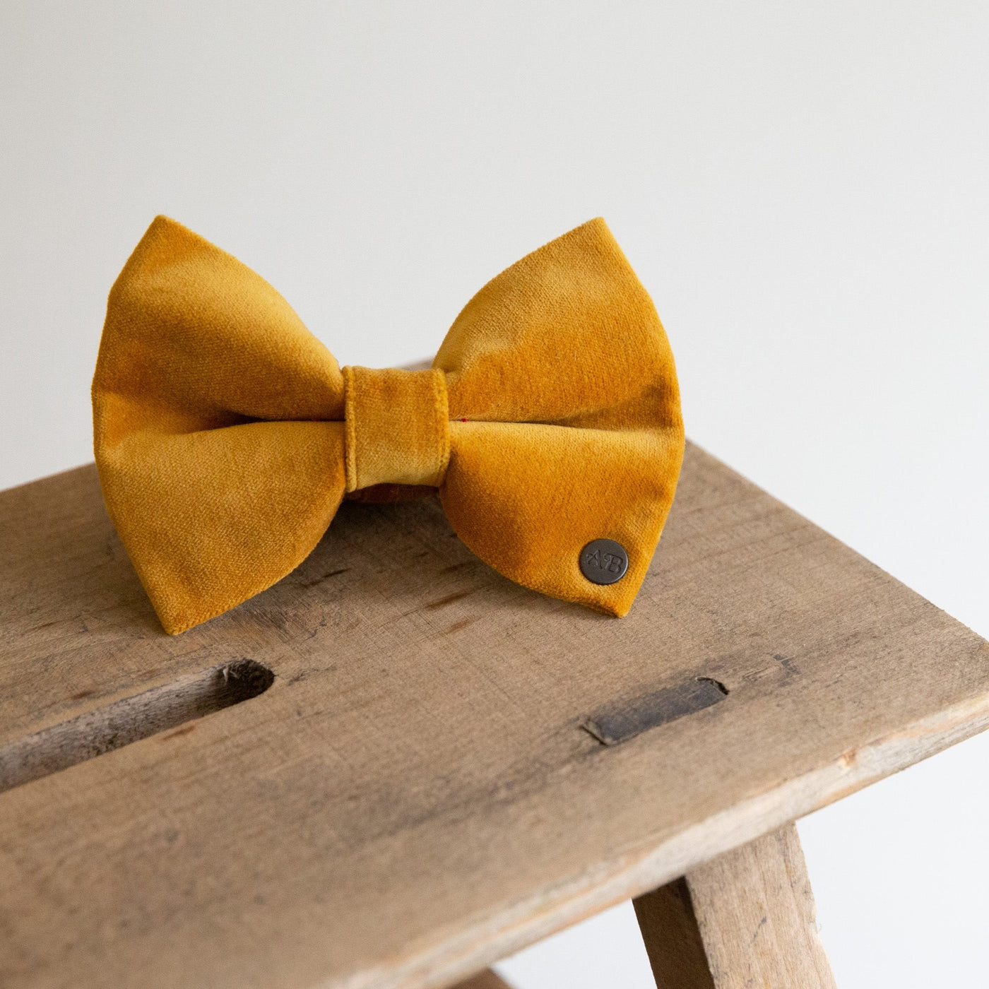 Luxury Golden Yellow Velvet Dog Bow Tie