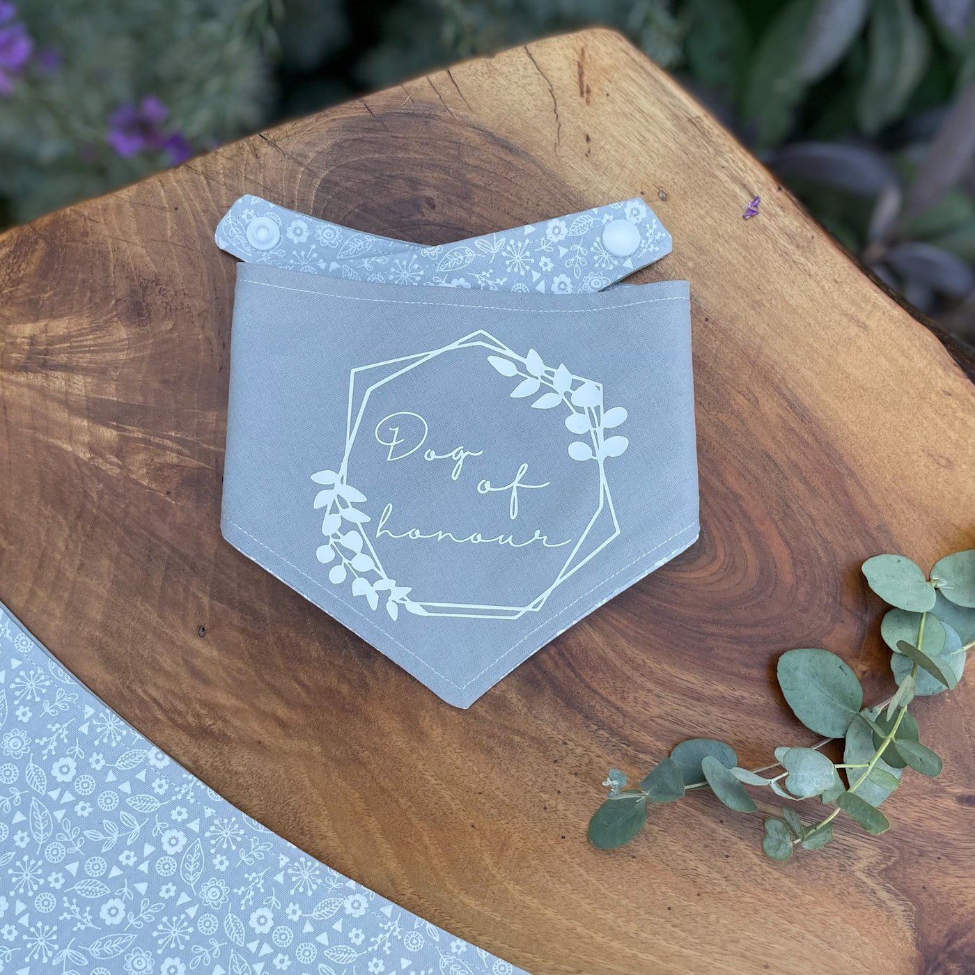 Dog of Honour Dog Wedding Bandana with popper fastening.