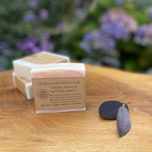 "Autumn leaves bathtime please" shampoo bar for dogs.