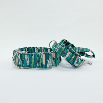 Autumn Stripe Martingale Dog Collar and matching lead.
