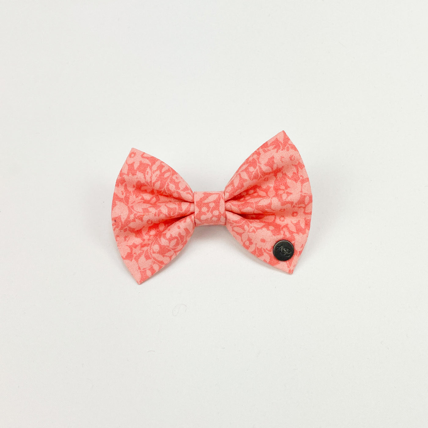 Liberty Peach Floral Dog Bow Tie with AB signature seal