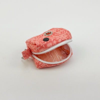 Liberty Peach Floral Poop Bag Holder fully lined in a complementary peach fabric.
