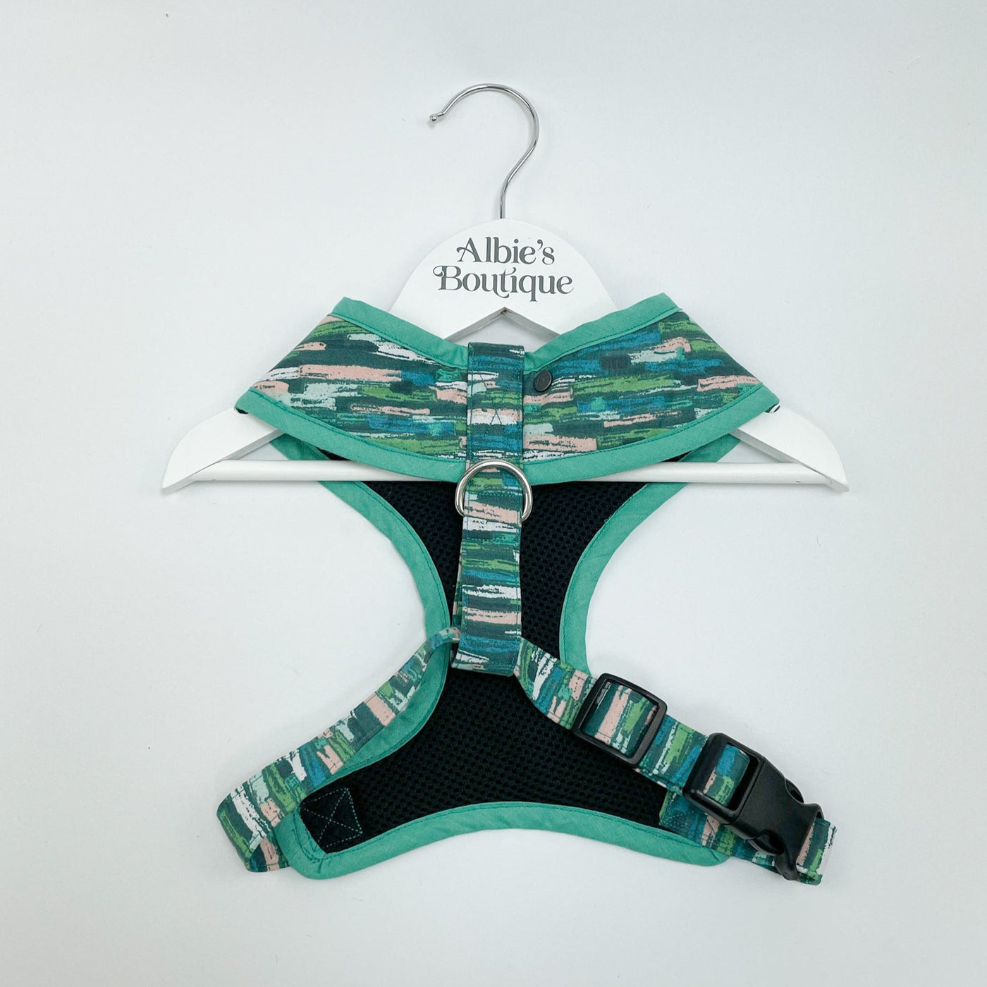 Autumn Stripe Soft Dog Harness reverse view.