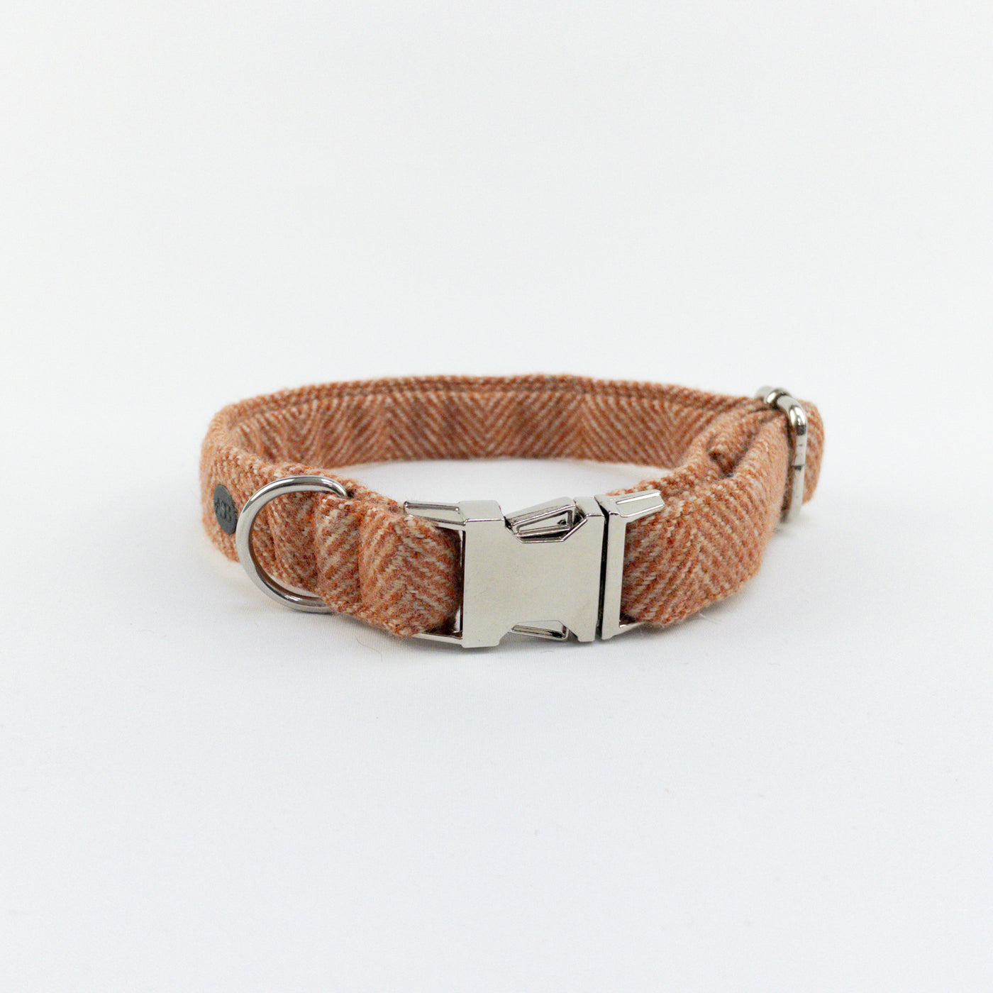 Luxury Burnt Umber Herringbone Tweed Dog Collar