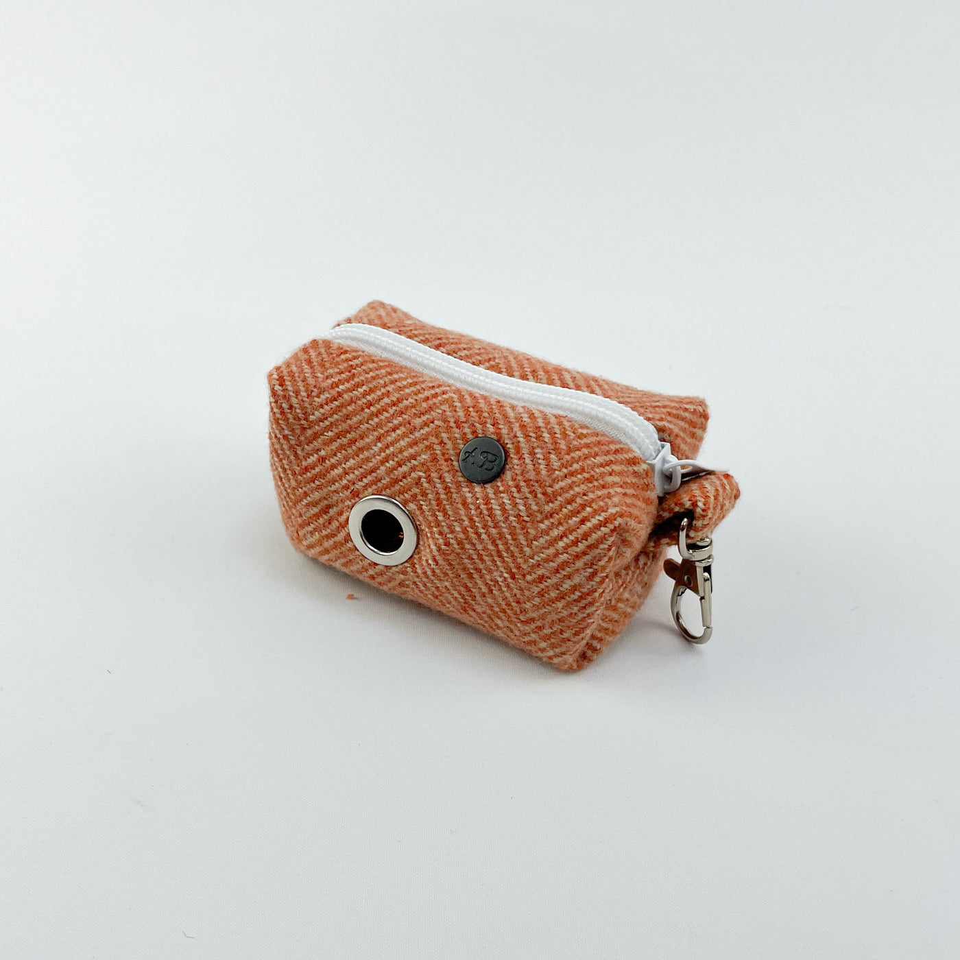 Luxury Burnt Umber Herringbone Tweed Poop Bag Holder