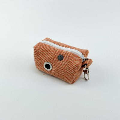 Luxury Burnt Umber Herringbone Tweed Poop Bag Holder