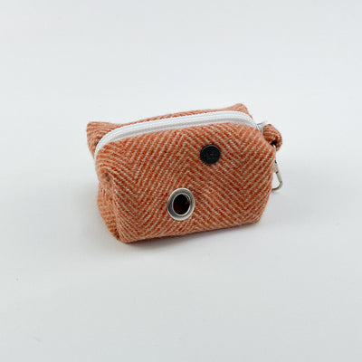 Luxury Burnt Umber Herringbone Tweed Poop Bag Holder with Albie's signature seal of quality.