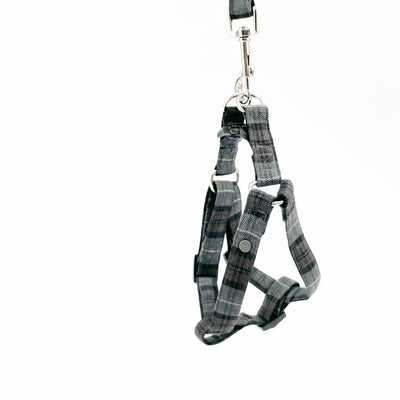 Charcoal Grey Tartan Step-In Dog Harness