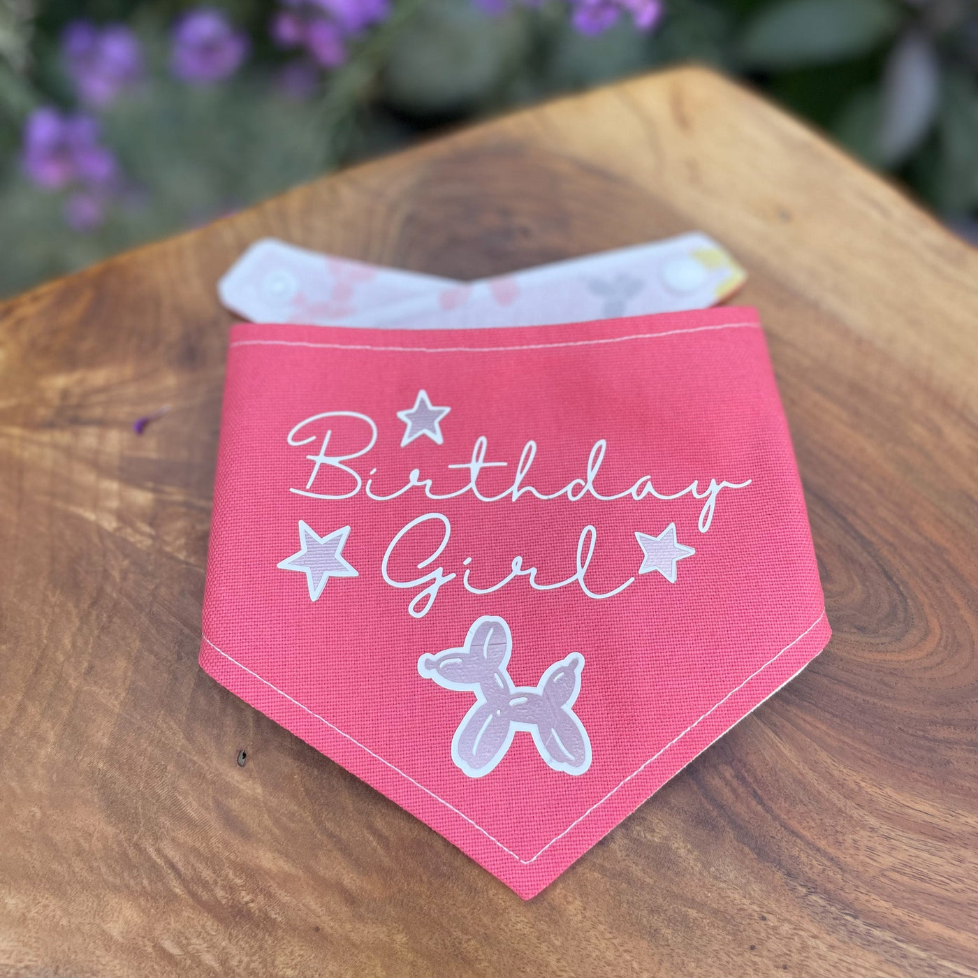 Bright pink "Birthday Girl" dog bandana