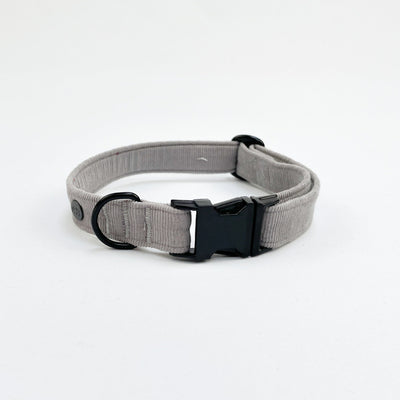 Silver Grey Corduroy Dog Collar