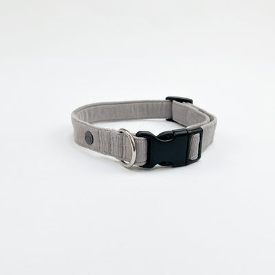 Silver Grey Corduroy Collar / Lead / Bow / Poop-Bag Set