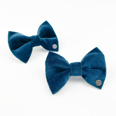 Luxury Dark Teal Velvet Dog Bow Tie