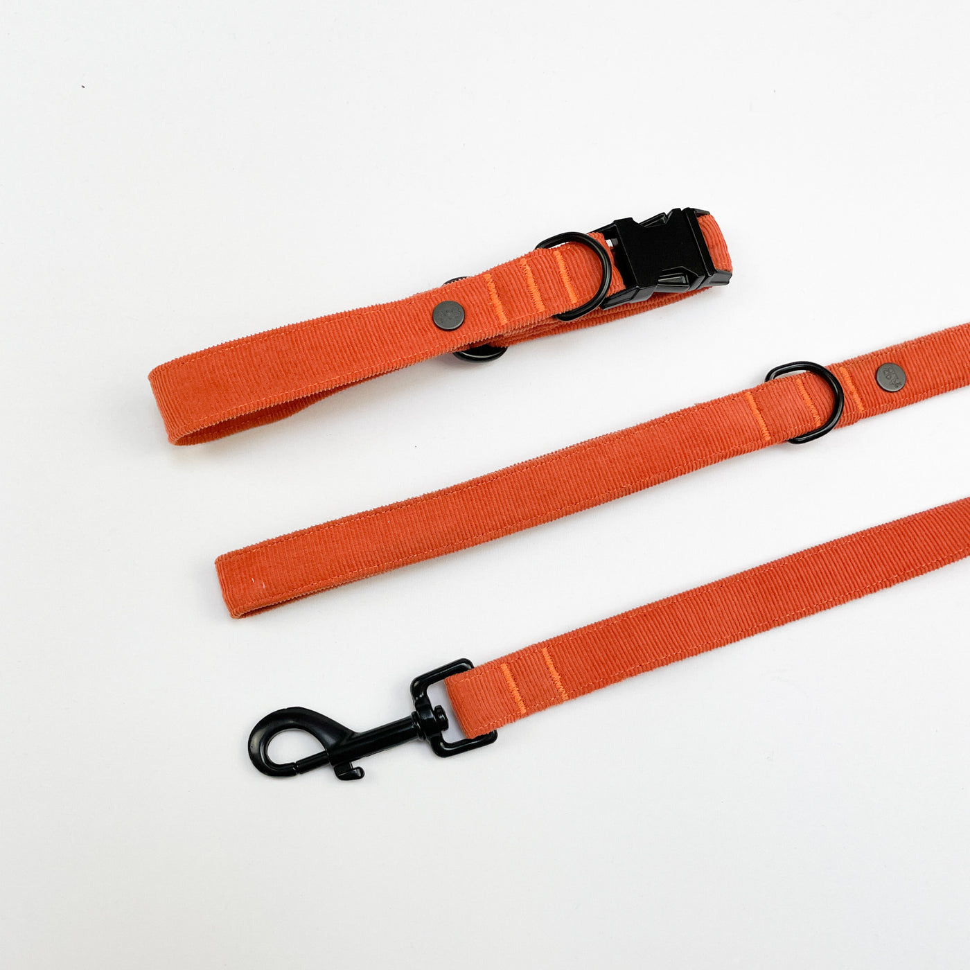 Orange Corduroy Collar/Lead/Bow/Poop Bag Set