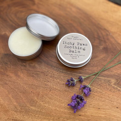 Itchy Paws Dog Soothing Balm all natural ingredients including cedarwood, shea butter and vitamin E