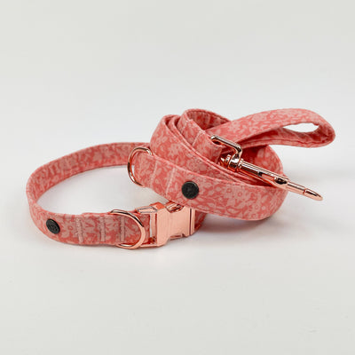 Liberty Peach Floral Dog Lead alongside matching collar.