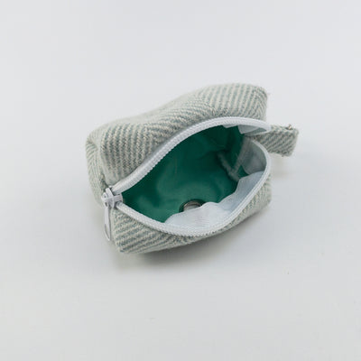 Luxury Sea Spray Herringbone Tweed Poop Bag Holder fully lined in a colour-popping teal fabric. 