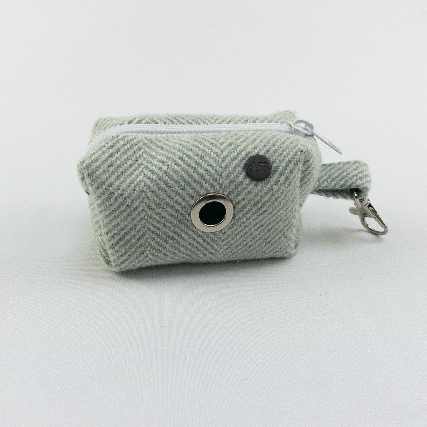 Luxury Sea Spray Herringbone Tweed Poop Bag Holder bears the AB signature seal of quality 
