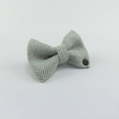 Luxury Sea Spray Herringbone Tweed Dog Bow Tie