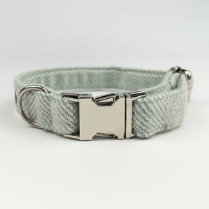 Luxury Sea Spray Herringbone Tweed Dog Collar