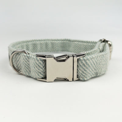 Luxury Sea Spray Herringbone Tweed Dog Collar