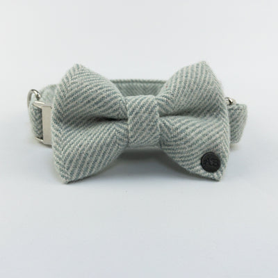 Dog bow tie in Luxury Sea Spray Herringbone Tweed 