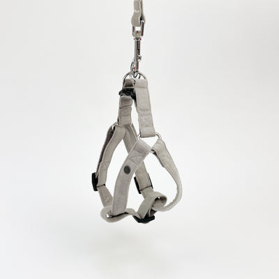 silver grey corduroy step-in dog harness
