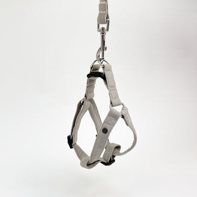 silver grey corduroy step-in dog harness