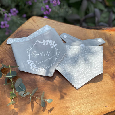Albie's Boutique dog of honour grey wedding bandana.