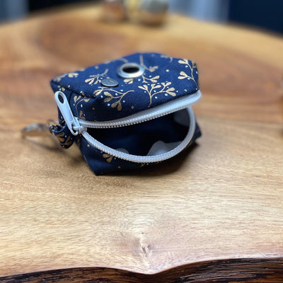 Navy Mistletoe poop bag holder open