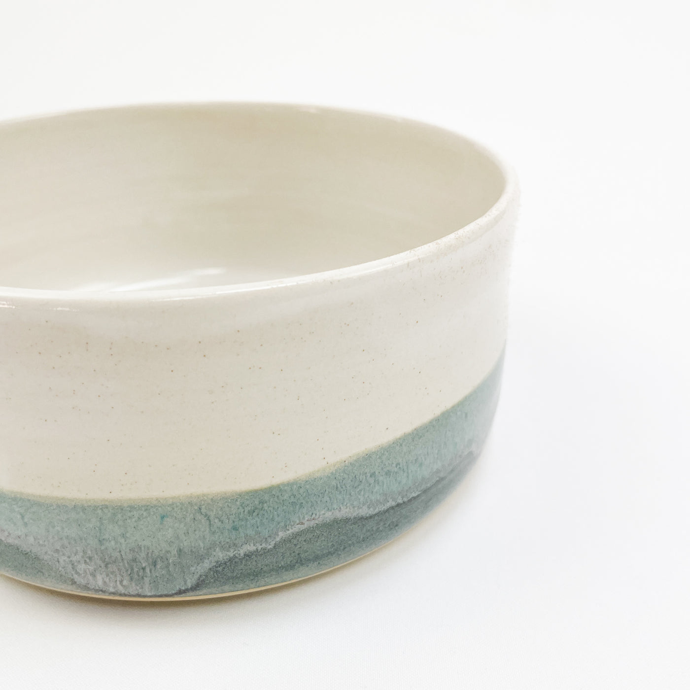 Ceramic pet bowl with unique two-tone speckled grey glaze decoration