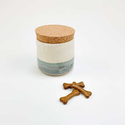Ceramic dog treat jar with lid