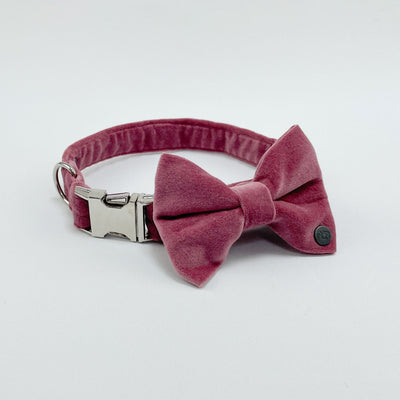 Luxury Blush Pink Velvet Dog Bow Tie collar accessory. 