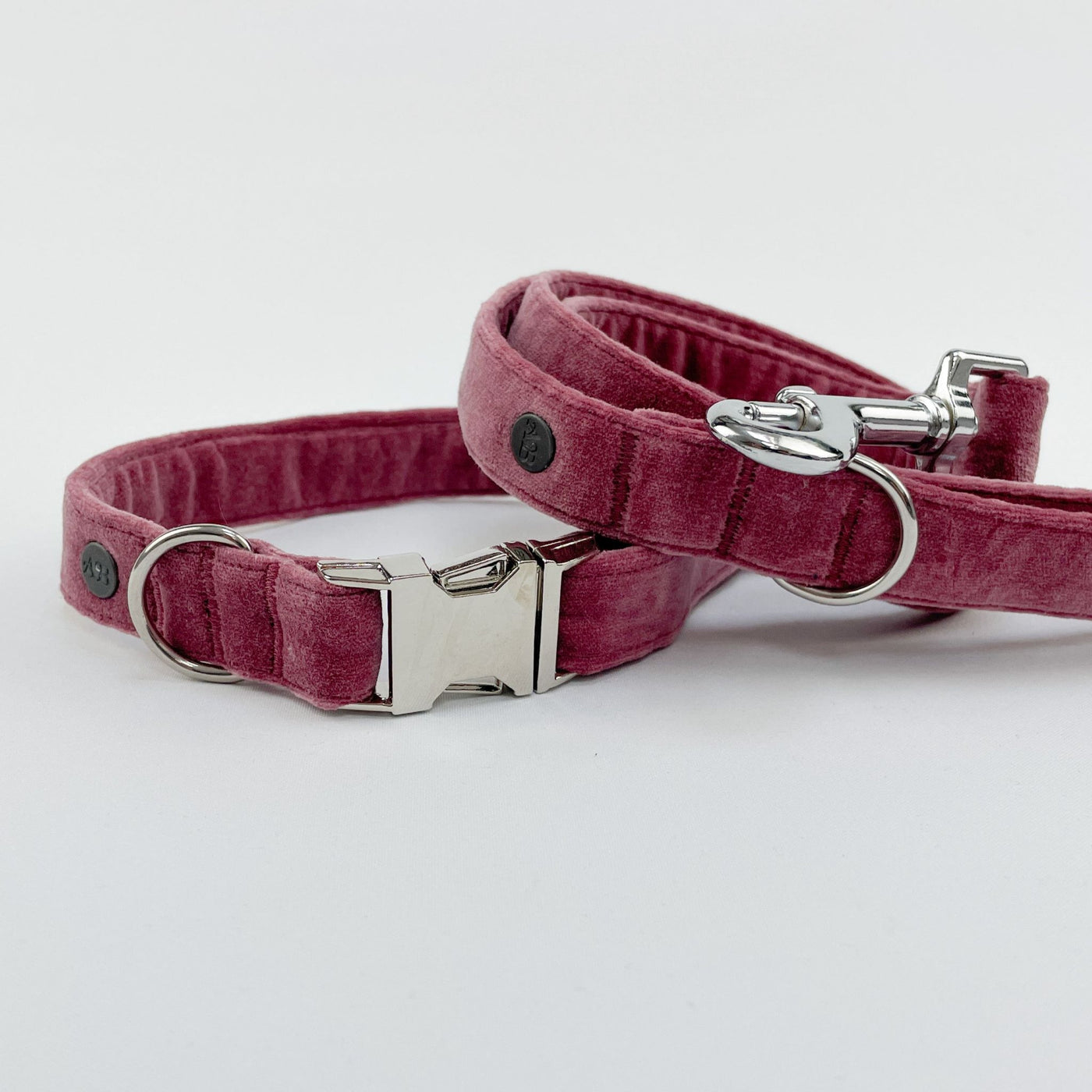 Luxury Blush Pink Velvet Dog Collar alongside matching lead, the perfect pair.
