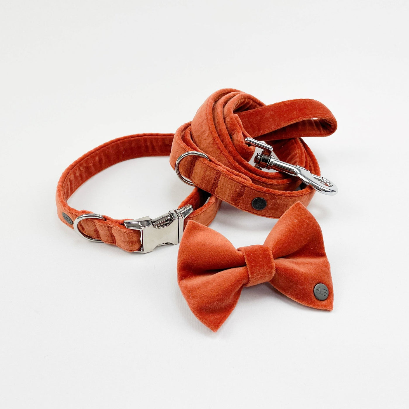 The Luxury Burnt Orange Velvet Dog Accessory Range.