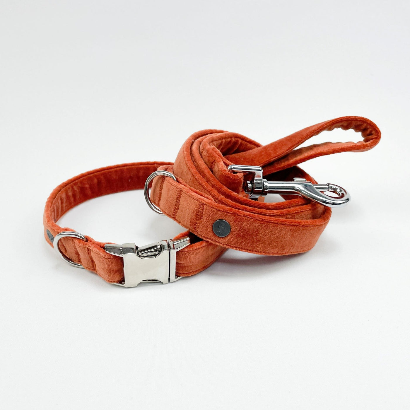 Luxury Burnt Orange Velvet Dog Collar with matching lead available separately. 