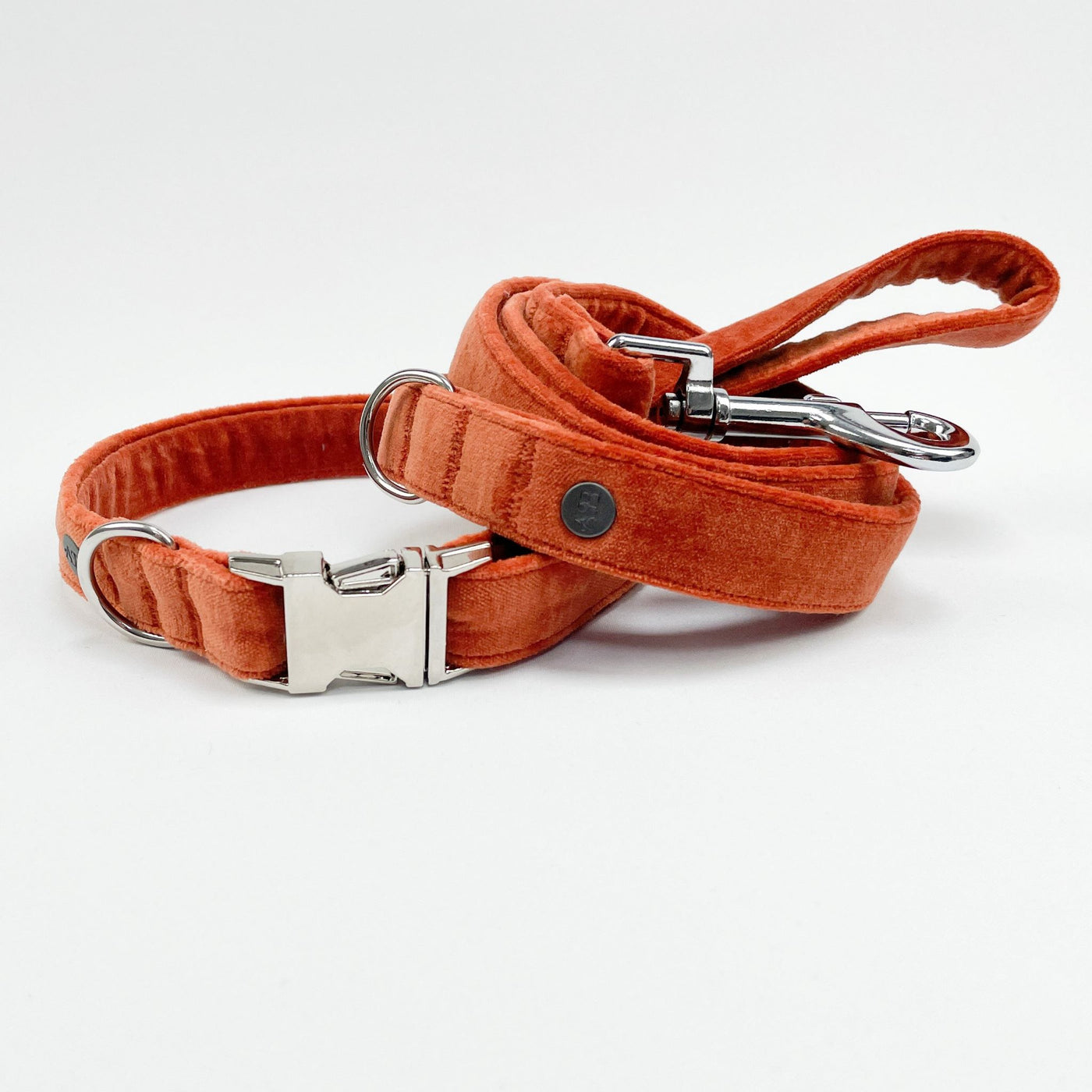 Luxury Burnt Orange Velvet Dog Lead and collar 