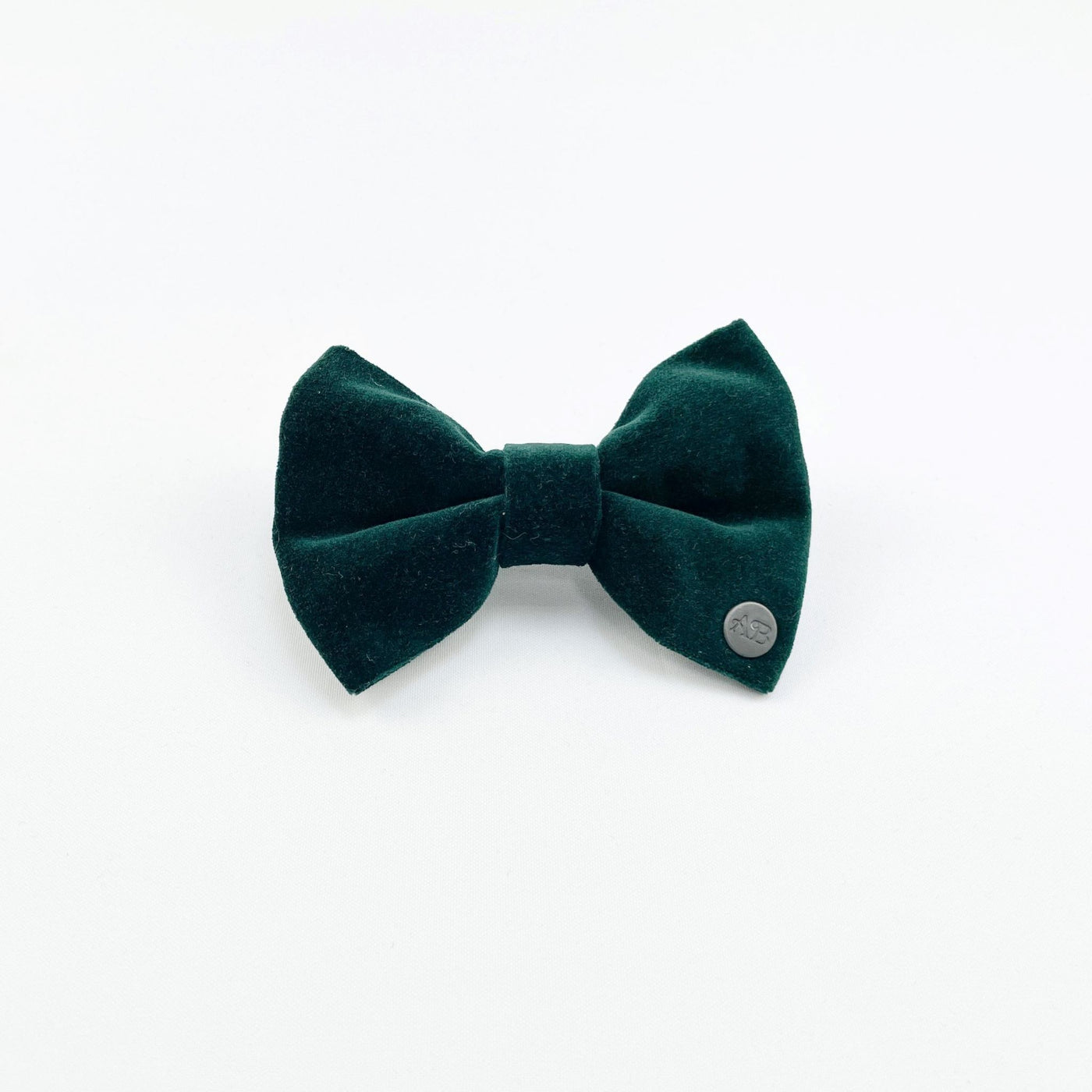 Luxury Emerald Green Velvet Dog Bow Tie from front.