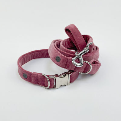 Luxury Blush Pink Velvet Dog Lead and matching Collar.