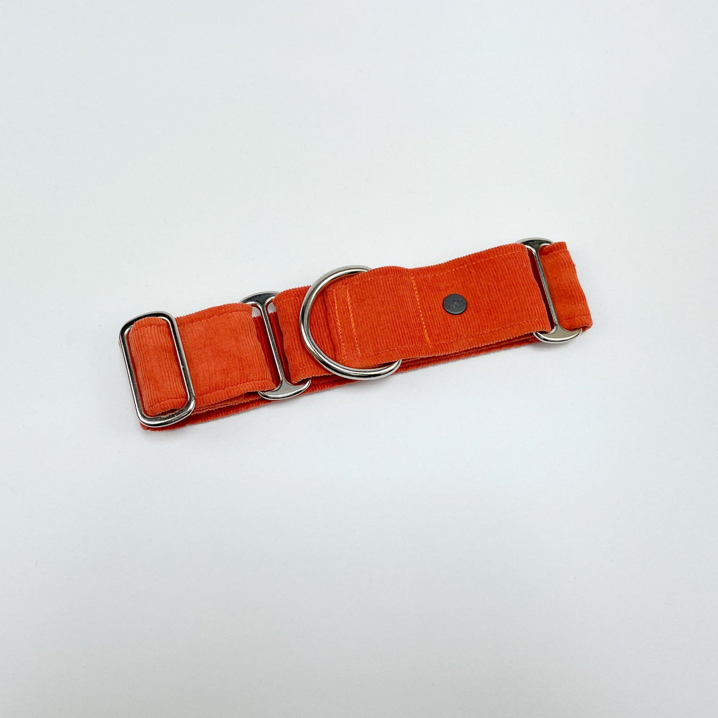 Orange Corduroy Martingale Collar with Chrome fastenings 