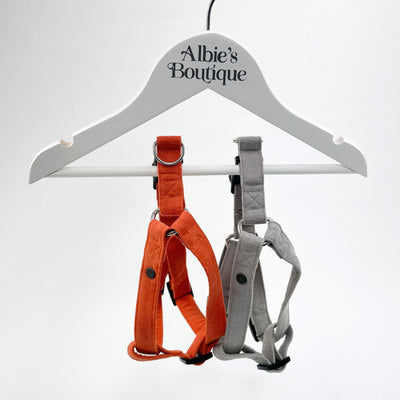 Orange Corduroy Step-in Dog Harness also available in silver grey.