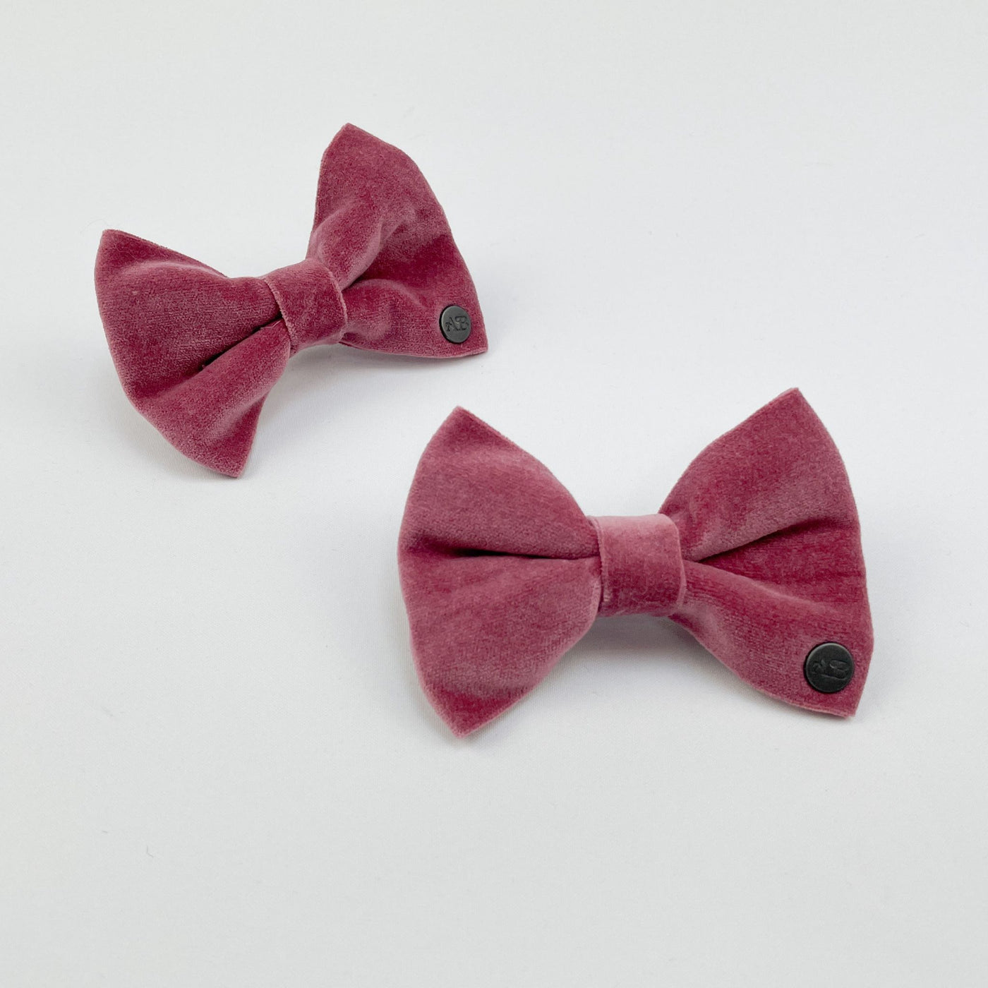 Pair of Luxury Blush Pink Velvet Dog Bow Ties.