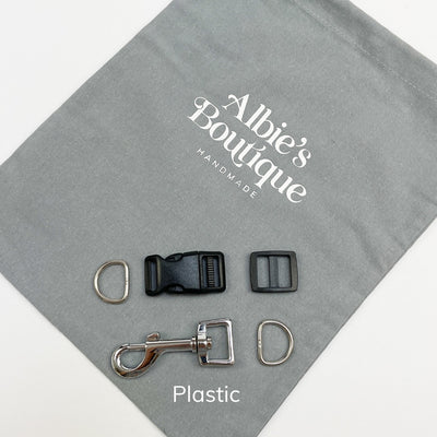 Charcoal Grey Tartan Collar / Lead / Bow Tie / Poop Bag Set