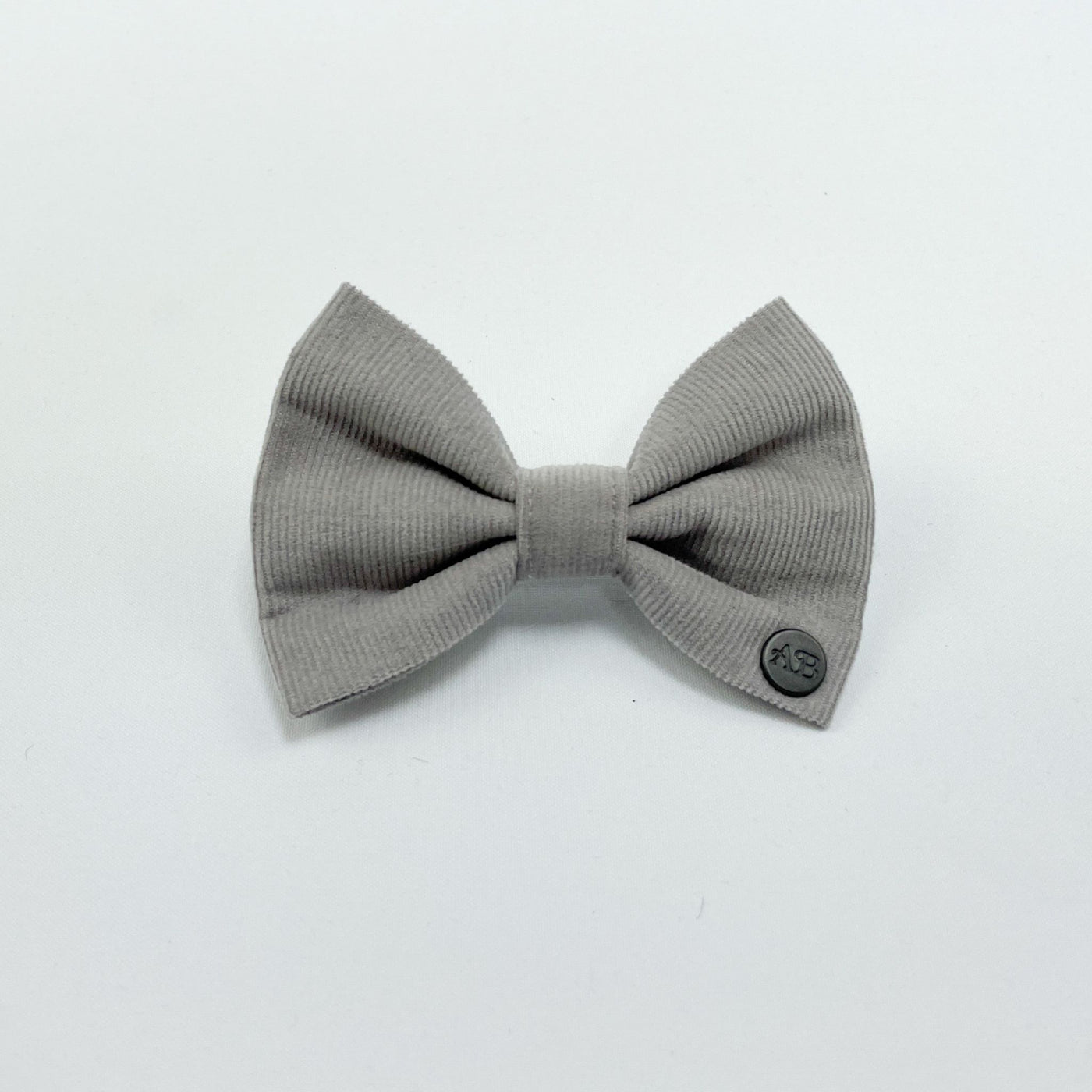 Silver Grey Corduroy  Dog Bow Tie.