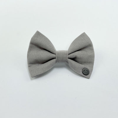 Silver Grey Corduroy  Dog Bow Tie.